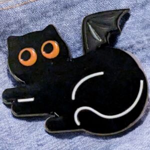 Black Bat Cat Enamel Pin